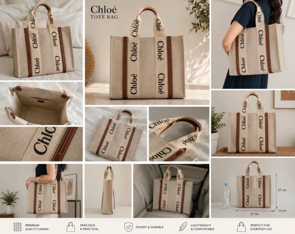 Authentic Chloé-Inspired Canvas Tote Bag